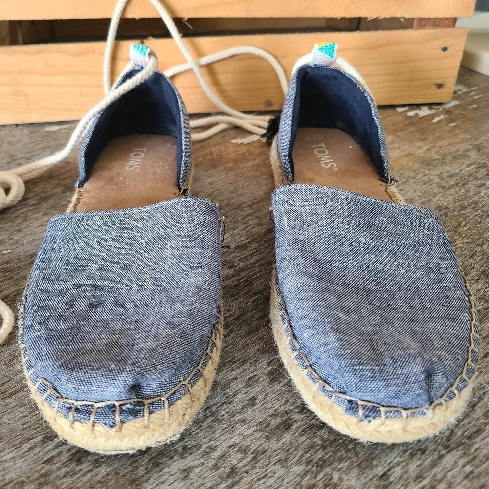 TOMS Katalina Espadrille Ankle Wrap Sandal Size 7.5